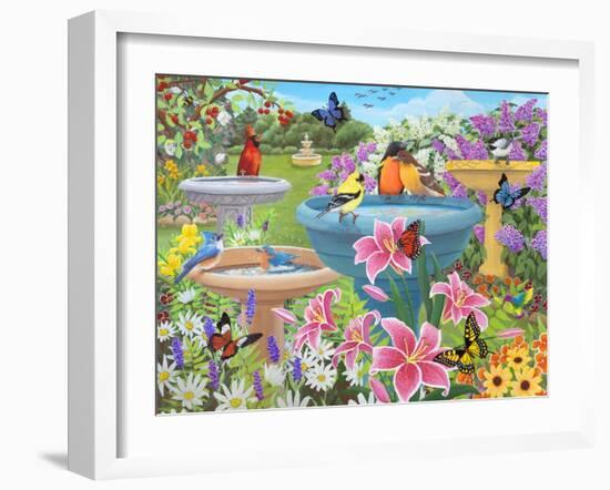 Bird Bath Haven-Kathy Kehoe Bambeck-Framed Giclee Print