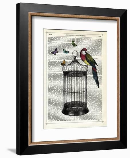 Bird Cage and Parrot-Marion Mcconaghie-Framed Art Print