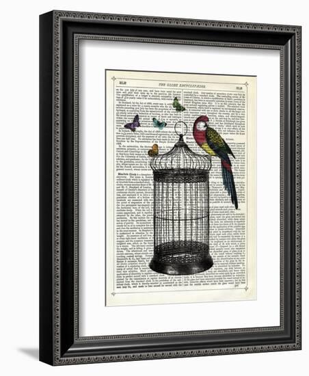 Bird Cage and Parrot-Marion Mcconaghie-Framed Art Print