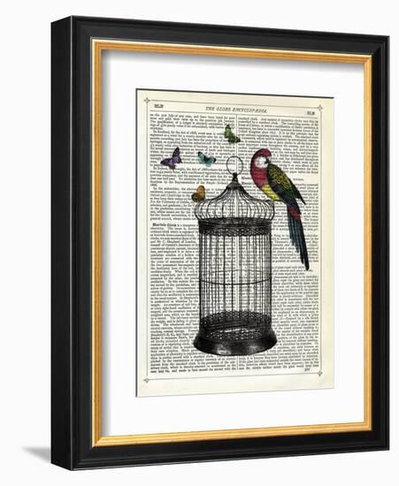 Bird Cage and Parrot-Marion Mcconaghie-Framed Art Print