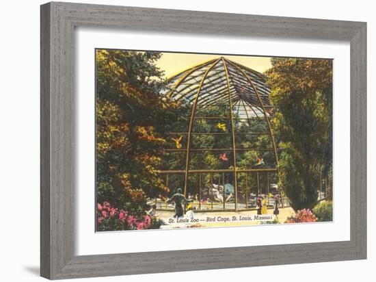 Bird Cage in Zoo, St. Louis, Missouri-null-Framed Art Print