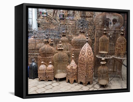 Bird Cages for Sale in Souk, Marrakesh, Morocco-null-Framed Stretched Canvas