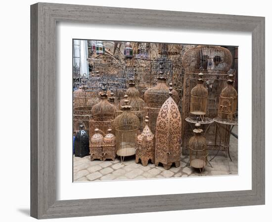 Bird Cages for Sale in Souk, Marrakesh, Morocco-null-Framed Photographic Print