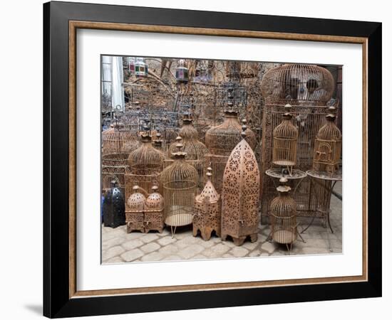 Bird Cages for Sale in Souk, Marrakesh, Morocco-null-Framed Photographic Print