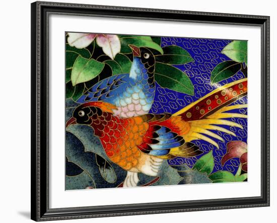 Bird Cloisonne Plate, Hand Made with Tiny Copper Wires and Powered Enamel, China-Cindy Miller Hopkins-Framed Photographic Print