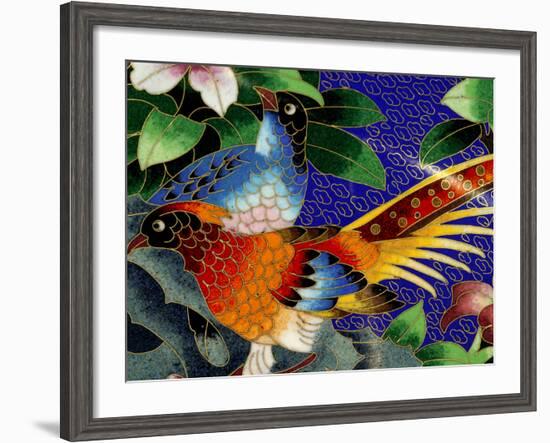 Bird Cloisonne Plate, Hand Made with Tiny Copper Wires and Powered Enamel, China-Cindy Miller Hopkins-Framed Photographic Print