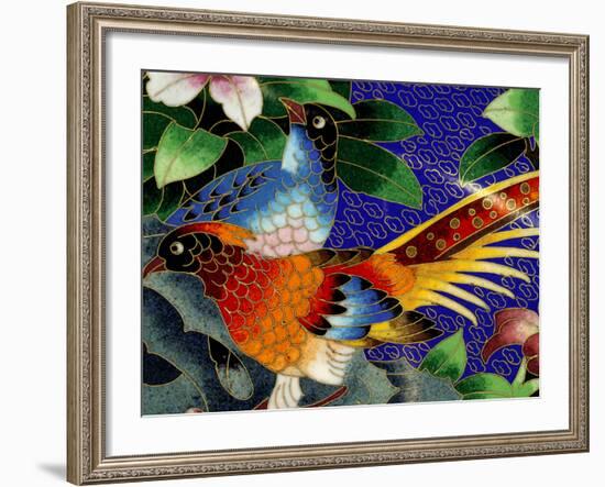 Bird Cloisonne Plate, Hand Made with Tiny Copper Wires and Powered Enamel, China-Cindy Miller Hopkins-Framed Photographic Print