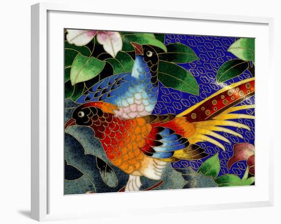 Bird Cloisonne Plate, Hand Made with Tiny Copper Wires and Powered Enamel, China-Cindy Miller Hopkins-Framed Photographic Print