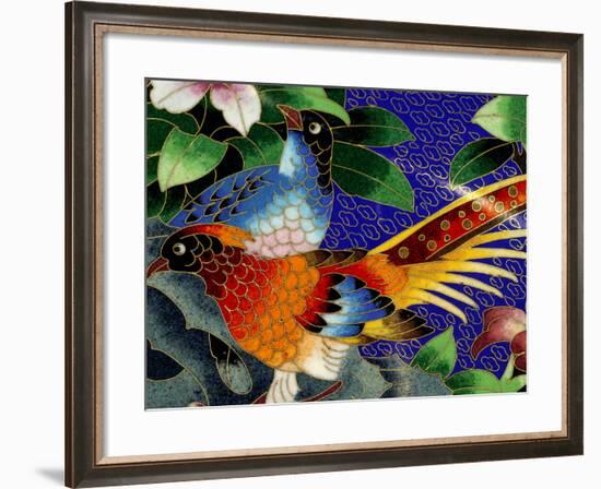 Bird Cloisonne Plate, Hand Made with Tiny Copper Wires and Powered Enamel, China-Cindy Miller Hopkins-Framed Photographic Print