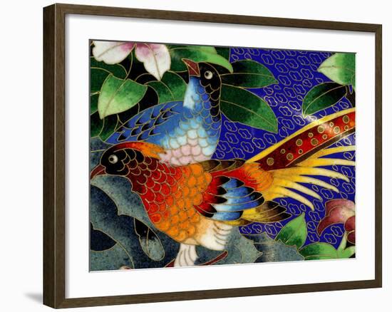 Bird Cloisonne Plate, Hand Made with Tiny Copper Wires and Powered Enamel, China-Cindy Miller Hopkins-Framed Photographic Print