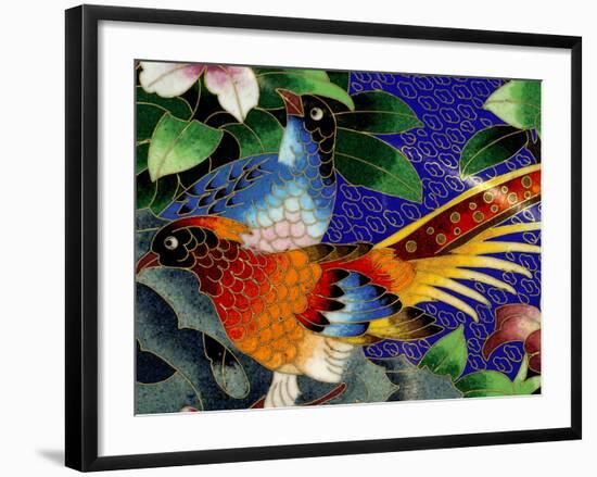 Bird Cloisonne Plate, Hand Made with Tiny Copper Wires and Powered Enamel, China-Cindy Miller Hopkins-Framed Photographic Print