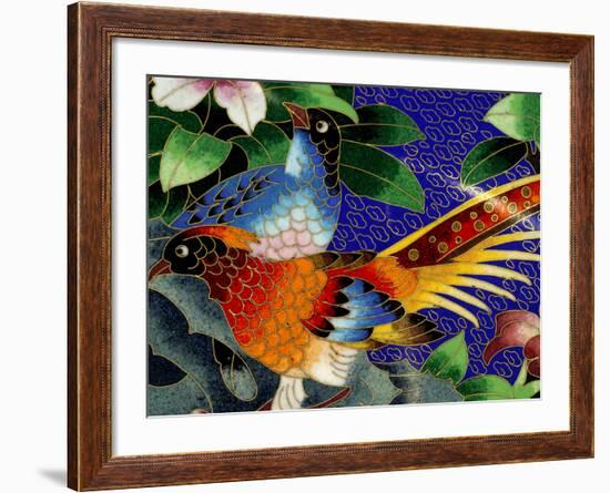 Bird Cloisonne Plate, Hand Made with Tiny Copper Wires and Powered Enamel, China-Cindy Miller Hopkins-Framed Photographic Print