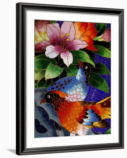 Bird Cloisonne Plate, Hand Made with Tiny Copper Wires and Powered Enamel, China-Cindy Miller Hopkins-Framed Photographic Print