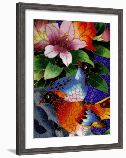 Bird Cloisonne Plate, Hand Made with Tiny Copper Wires and Powered Enamel, China-Cindy Miller Hopkins-Framed Photographic Print