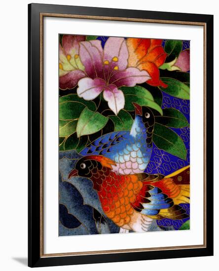 Bird Cloisonne Plate, Hand Made with Tiny Copper Wires and Powered Enamel, China-Cindy Miller Hopkins-Framed Photographic Print