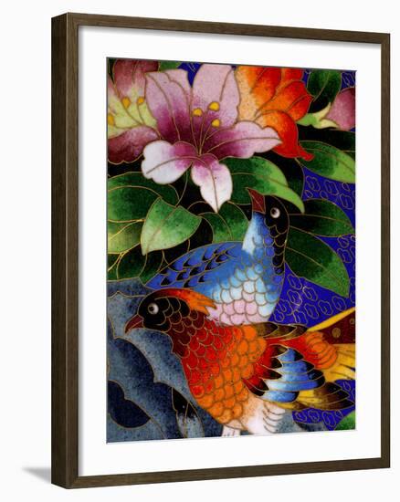 Bird Cloisonne Plate, Hand Made with Tiny Copper Wires and Powered Enamel, China-Cindy Miller Hopkins-Framed Photographic Print