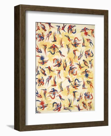 Bird Design On a Yellow Background-null-Framed Giclee Print