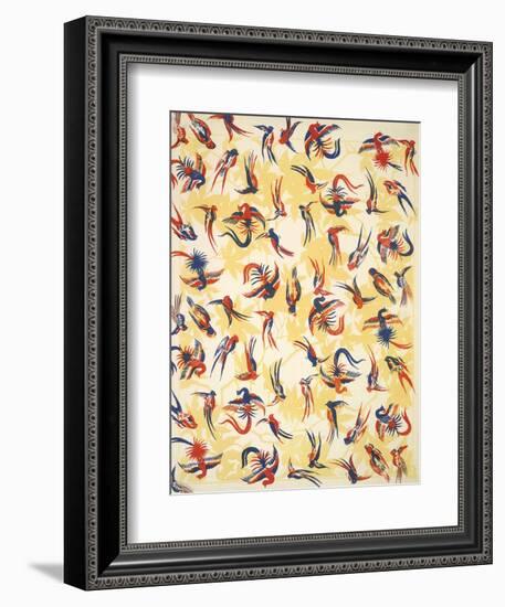 Bird Design On a Yellow Background-null-Framed Giclee Print