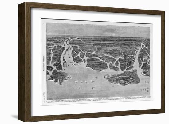 Bird-Eye View of the Coast, from Savannah, Georgia to Beaufort, South Carolina, Showing the Postiti-null-Framed Giclee Print