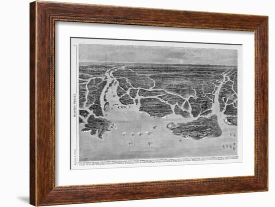 Bird-Eye View of the Coast, from Savannah, Georgia to Beaufort, South Carolina, Showing the Postiti-null-Framed Giclee Print