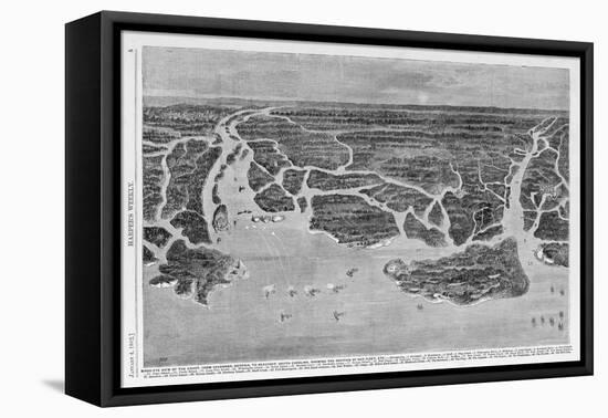 Bird-Eye View of the Coast, from Savannah, Georgia to Beaufort, South Carolina, Showing the Postiti-null-Framed Premier Image Canvas