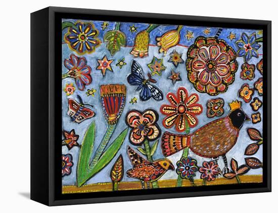 Bird Flowers Color-Jill Mayberg-Framed Premier Image Canvas