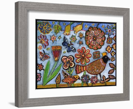 Bird Flowers Color-Jill Mayberg-Framed Giclee Print