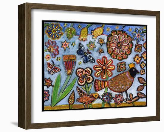 Bird Flowers Color-Jill Mayberg-Framed Giclee Print