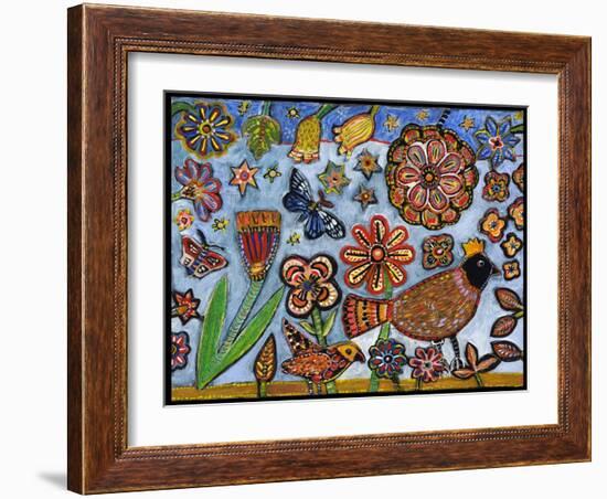 Bird Flowers Color-Jill Mayberg-Framed Giclee Print