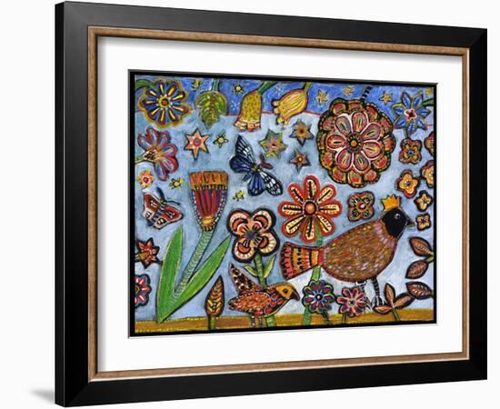 Bird Flowers Color-Jill Mayberg-Framed Giclee Print