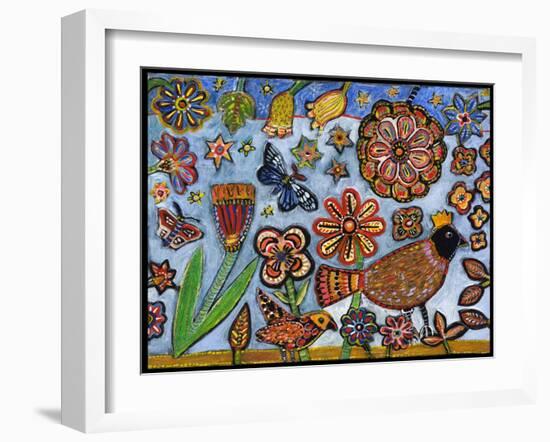 Bird Flowers Color-Jill Mayberg-Framed Giclee Print