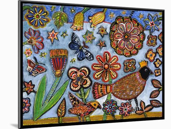 Bird Flowers Color-Jill Mayberg-Mounted Giclee Print