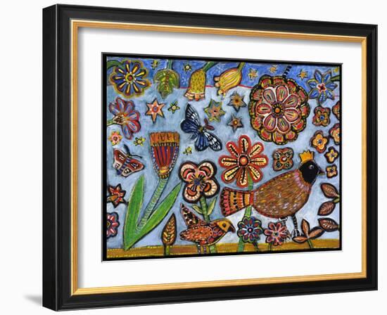 Bird Flowers Color-Jill Mayberg-Framed Giclee Print