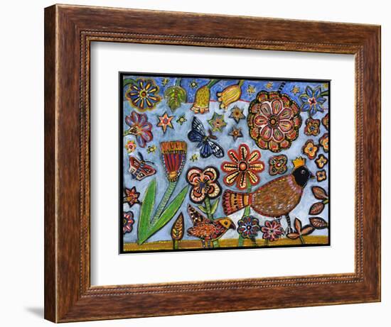 Bird Flowers Color-Jill Mayberg-Framed Giclee Print