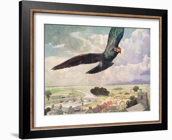 Bird Flying over a Town-John Edwin Noble-Framed Giclee Print