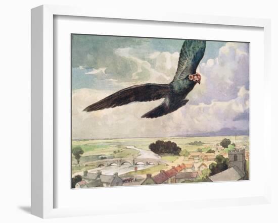 Bird Flying over a Town-John Edwin Noble-Framed Giclee Print