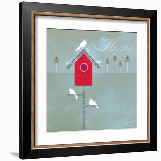 Bird House - Blue Grey-Dominique Vari-Framed Art Print