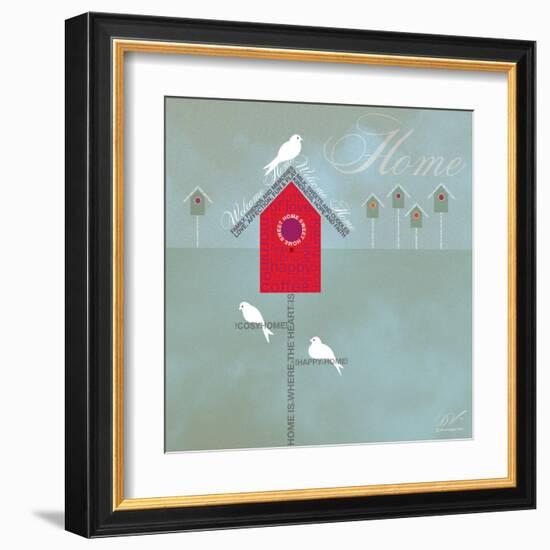 Bird House - Blue Grey-Dominique Vari-Framed Art Print