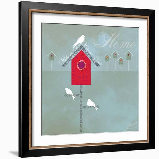 Bird House - Blue Grey-Dominique Vari-Framed Art Print