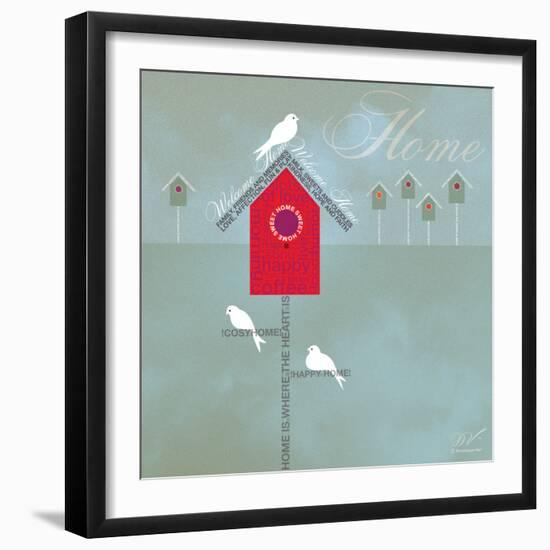 Bird House - Blue Grey-Dominique Vari-Framed Art Print