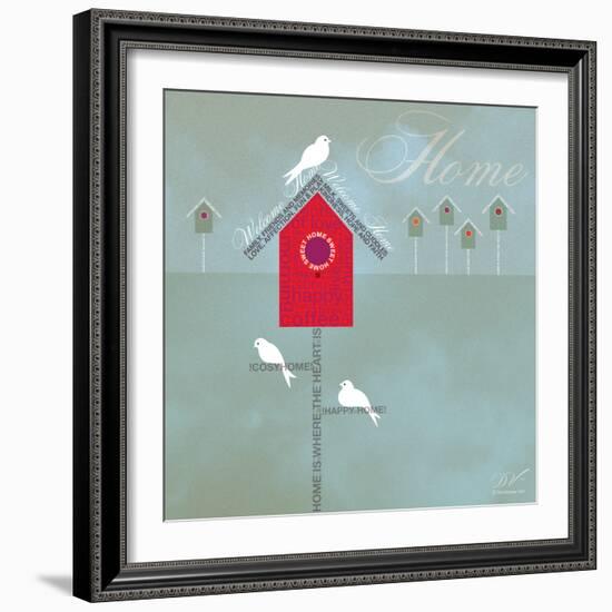 Bird House - Blue Grey-Dominique Vari-Framed Art Print