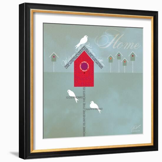Bird House - Blue Grey-Dominique Vari-Framed Art Print