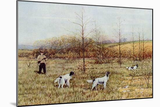 Bird Hunter with His Setters in the Field, Circa 1900-null-Mounted Giclee Print