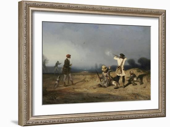 Bird Hunting, 1830 (Oil on Canvas)-Alexandre Gabriel Decamps-Framed Giclee Print