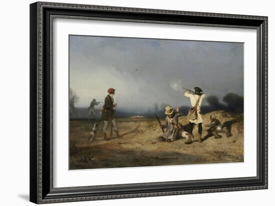 Bird Hunting, 1830 (Oil on Canvas)-Alexandre Gabriel Decamps-Framed Giclee Print