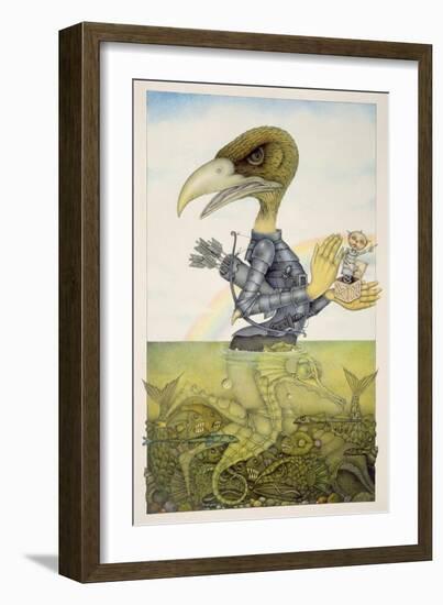 Bird in Armour on Sea Horse-Wayne Anderson-Framed Giclee Print