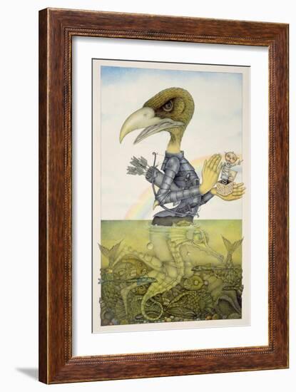 Bird in Armour on Sea Horse-Wayne Anderson-Framed Giclee Print