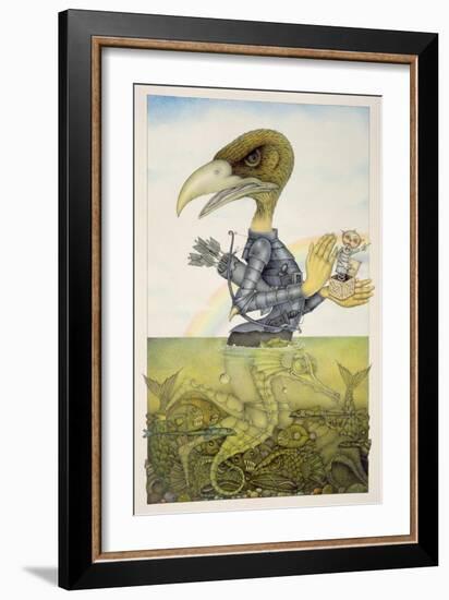 Bird in Armour on Sea Horse-Wayne Anderson-Framed Giclee Print