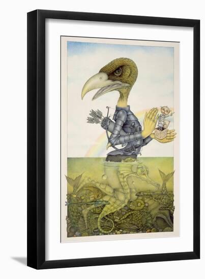 Bird in Armour on Sea Horse-Wayne Anderson-Framed Giclee Print