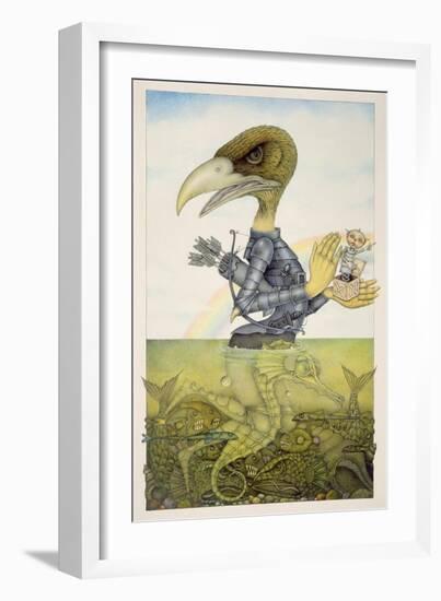 Bird in Armour on Sea Horse-Wayne Anderson-Framed Giclee Print